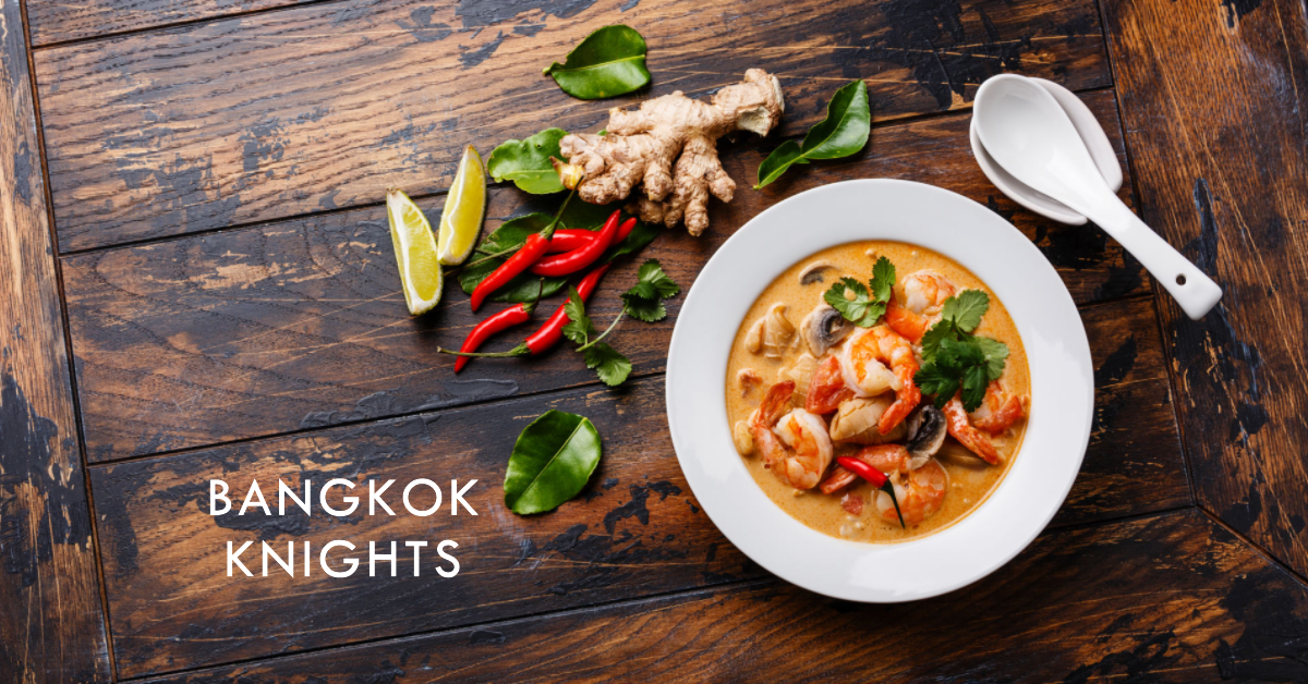 Hero image for a Thai food website called Bangkok Knights